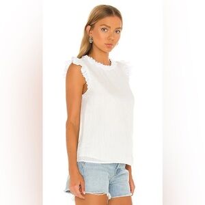 NWT CAMI NYC Miranda Top in White Lace Trim Silk and Cotton Size L